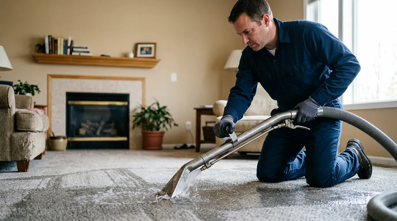 Water damage restoration technician working near Suisun City, CA